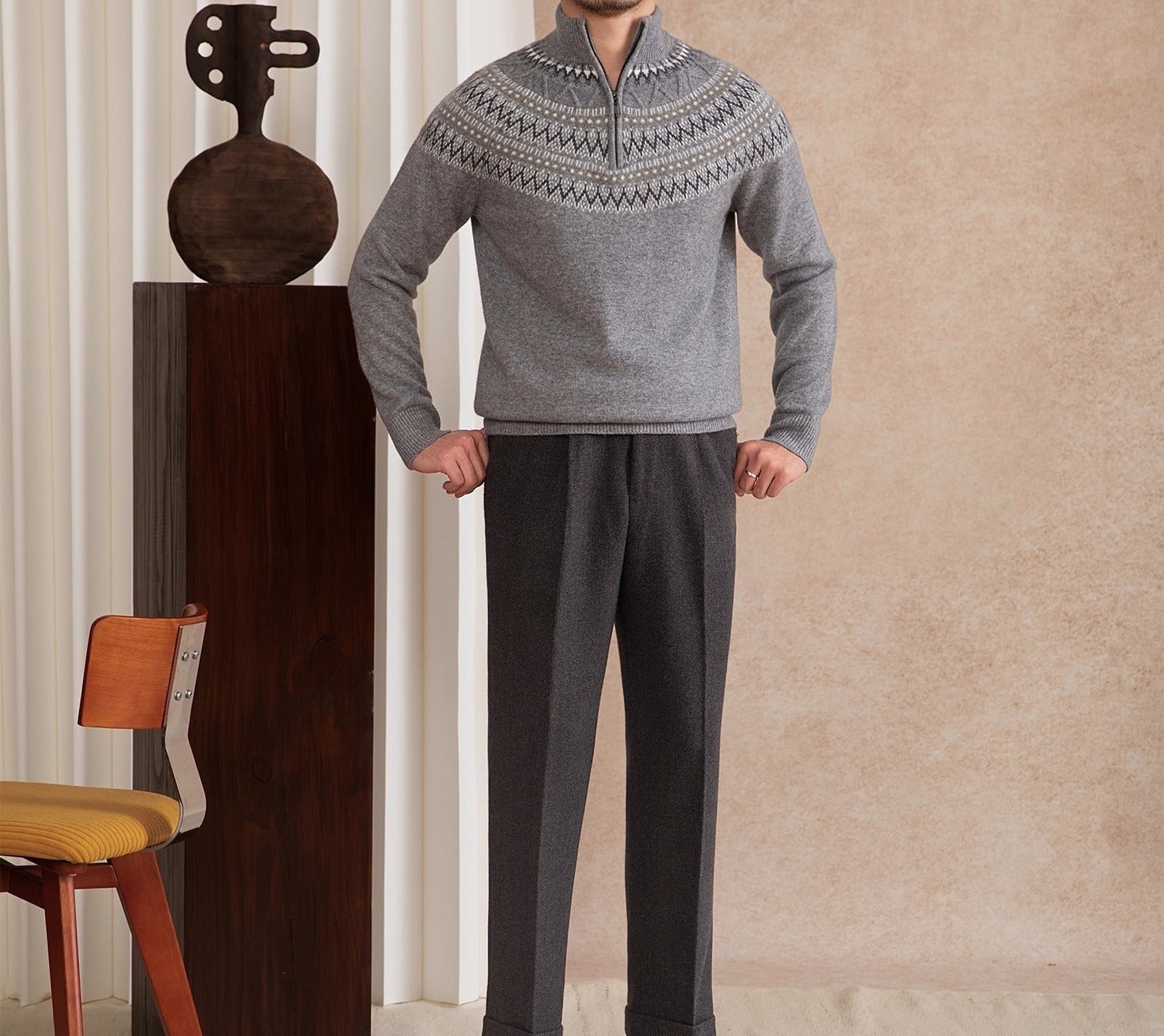 St. Moritz Wool Fair Isle Half Zip Jumper
