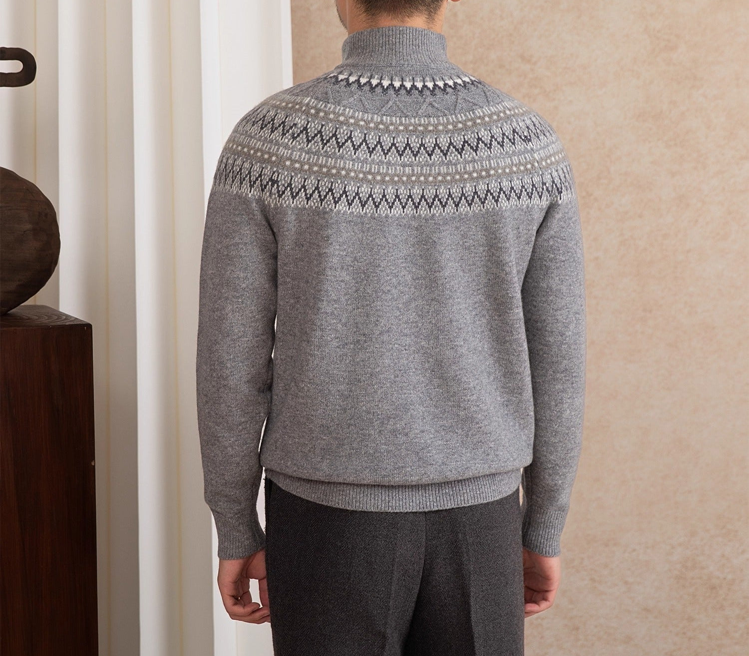 St. Moritz Wool Fair Isle Half Zip Jumper
