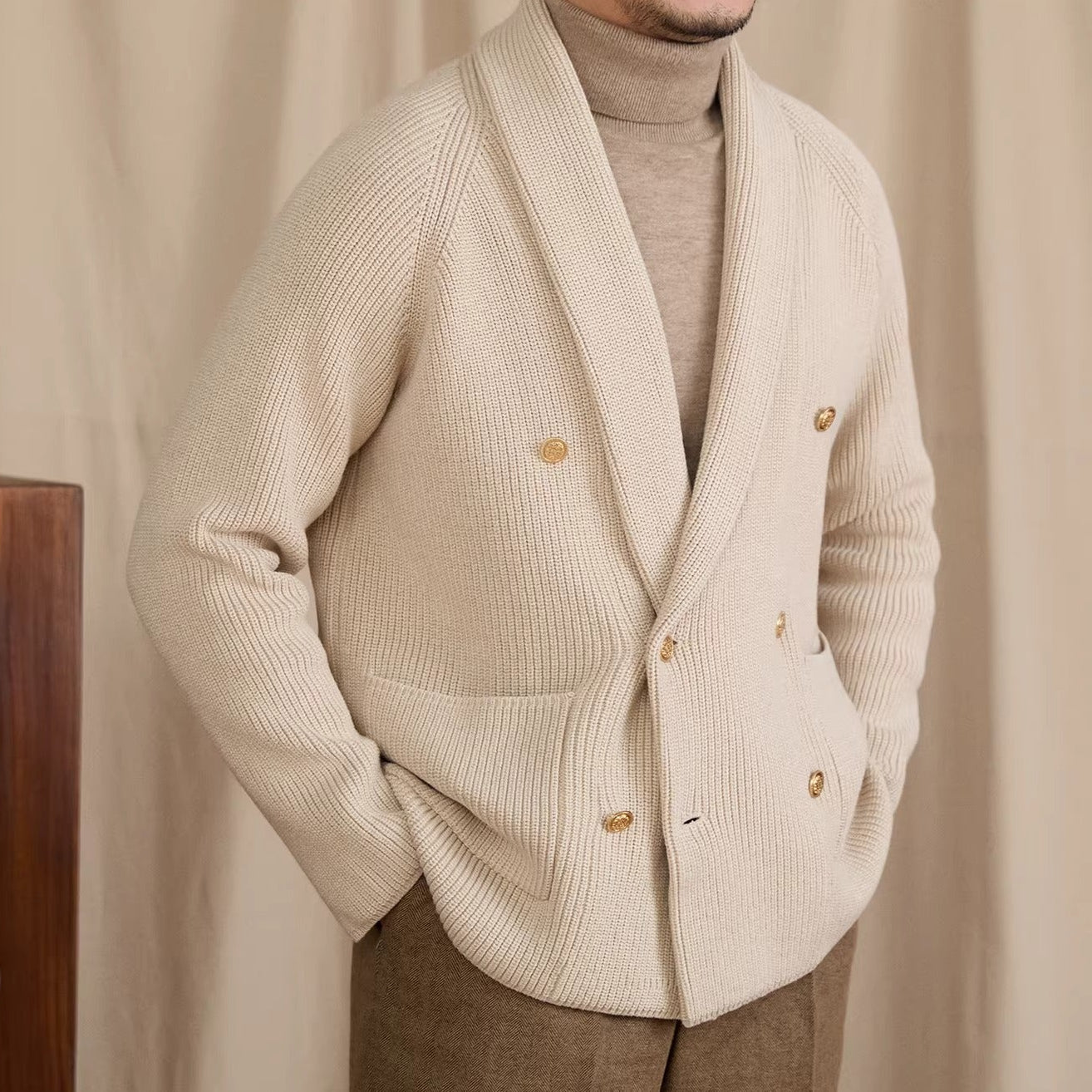 Salvatore Ribbed Double Breasted Cardigan