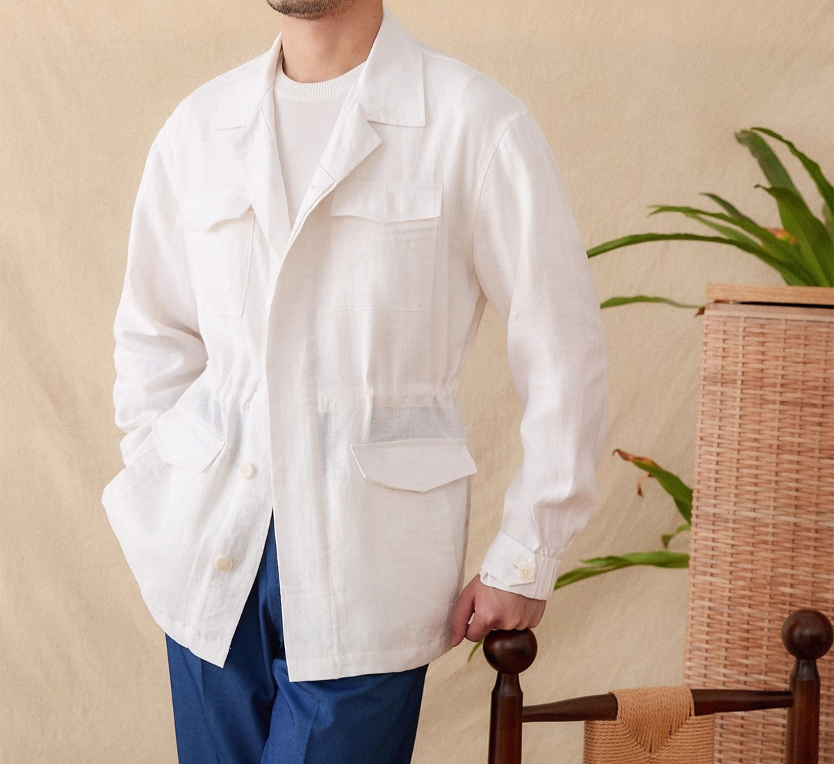 Como Linen Suit Collar Overshirt