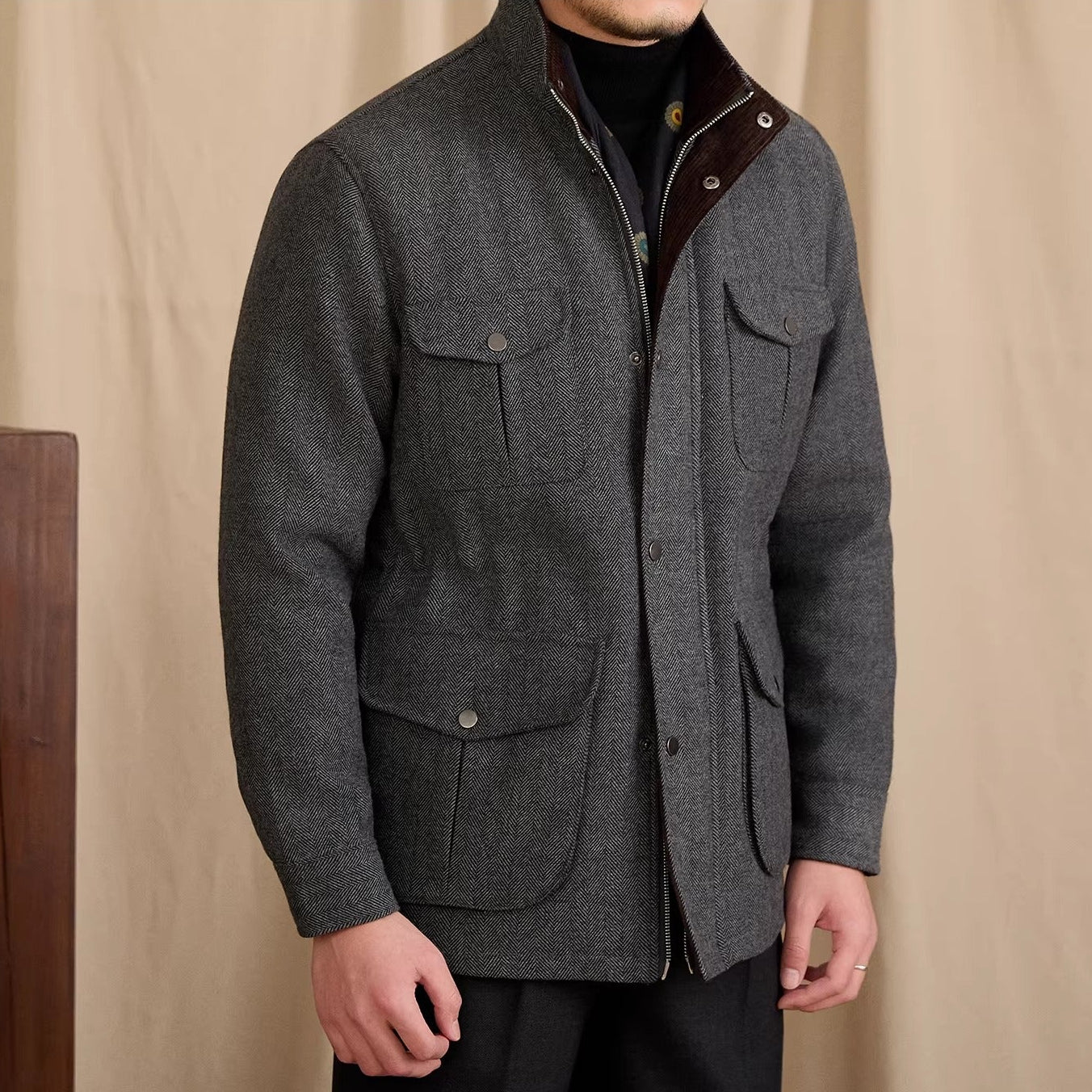 Motcomb Street Herringbone Padded Wool Blend Jacket