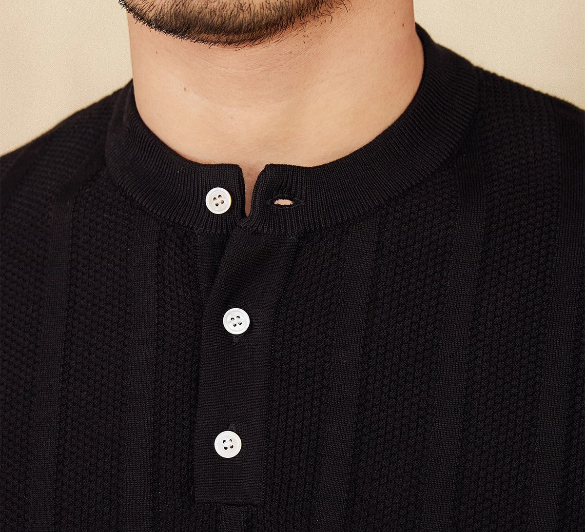 Pleated Antalya Cotton Henley T-Shirt