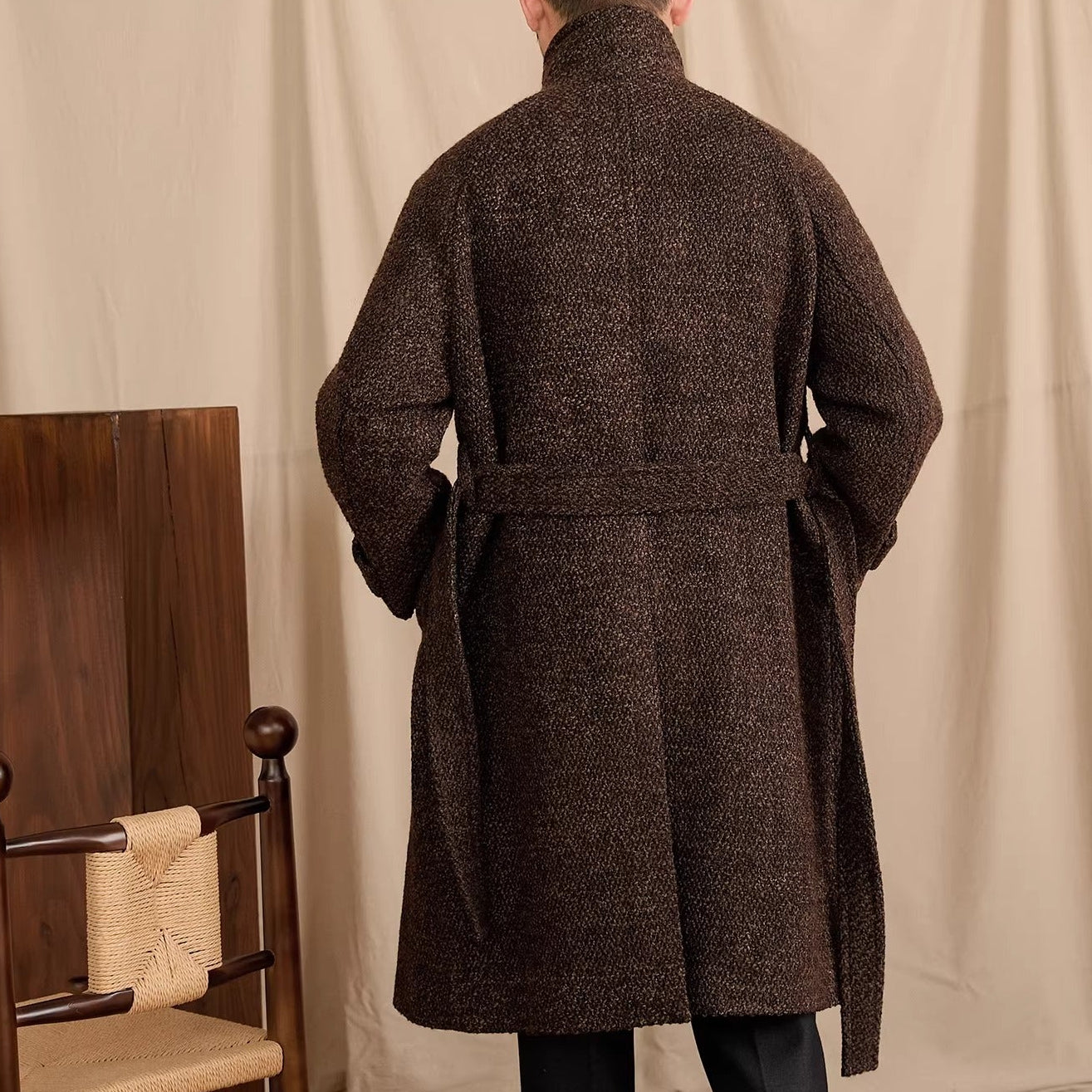 Milan Wool Blend Textured Overcoat