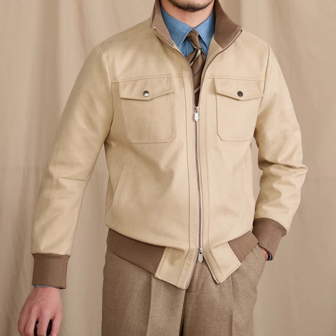 Paris Faux Suede Contrast Jacket