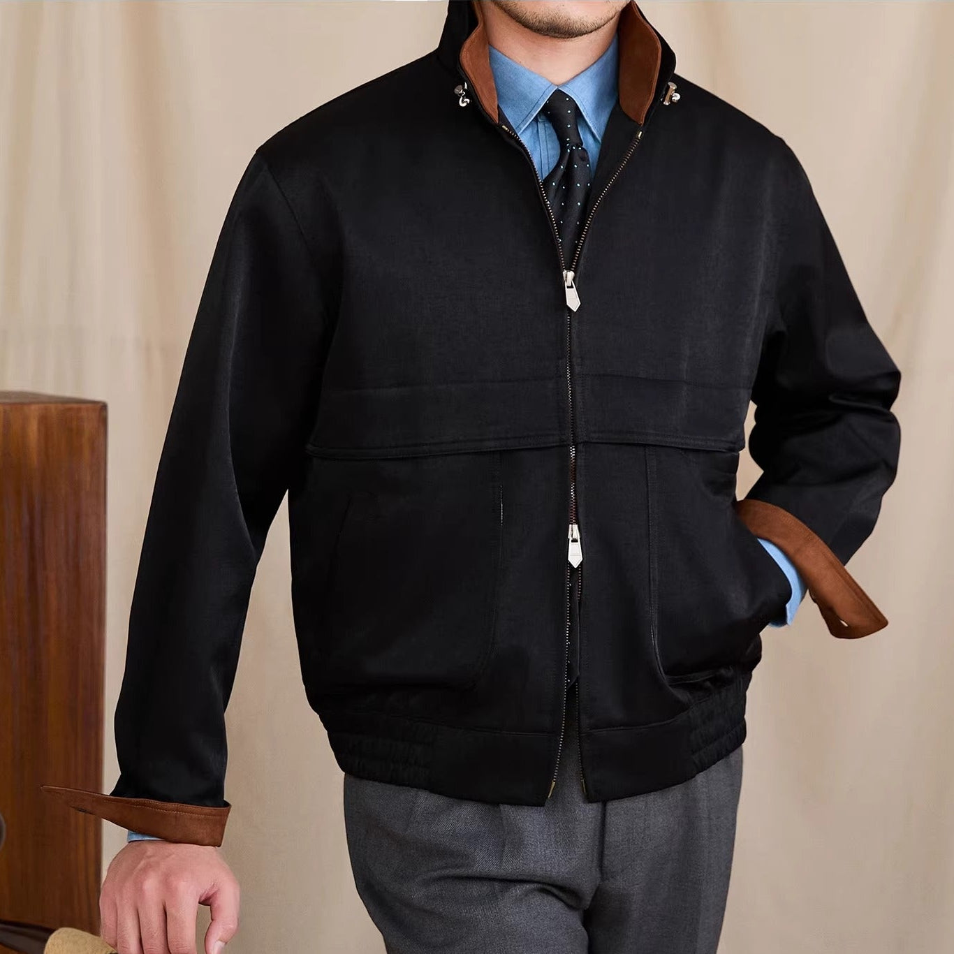 Paris Cotton Blend Faux Suede Jakcet