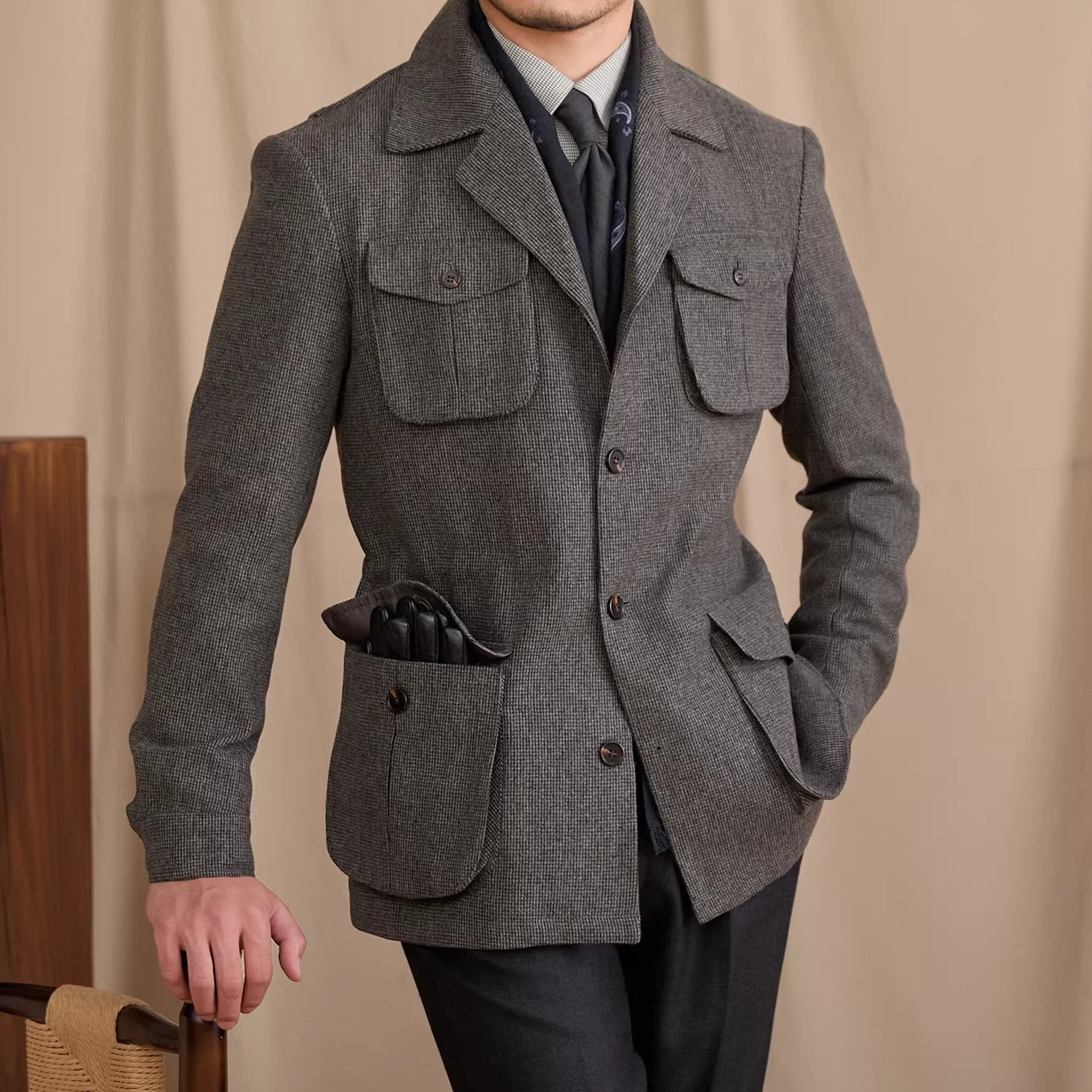 Montmartre Wool Blend Military Suit Collar Jacket