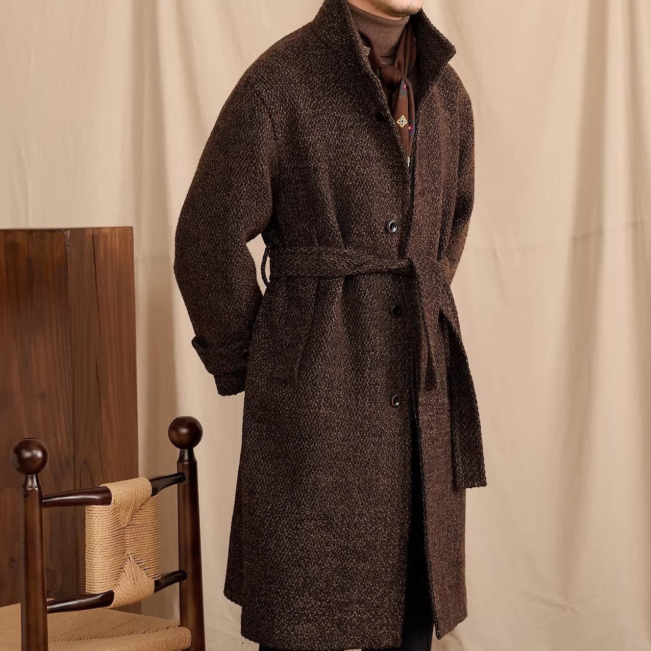 Milan Wool Blend Textured Overcoat