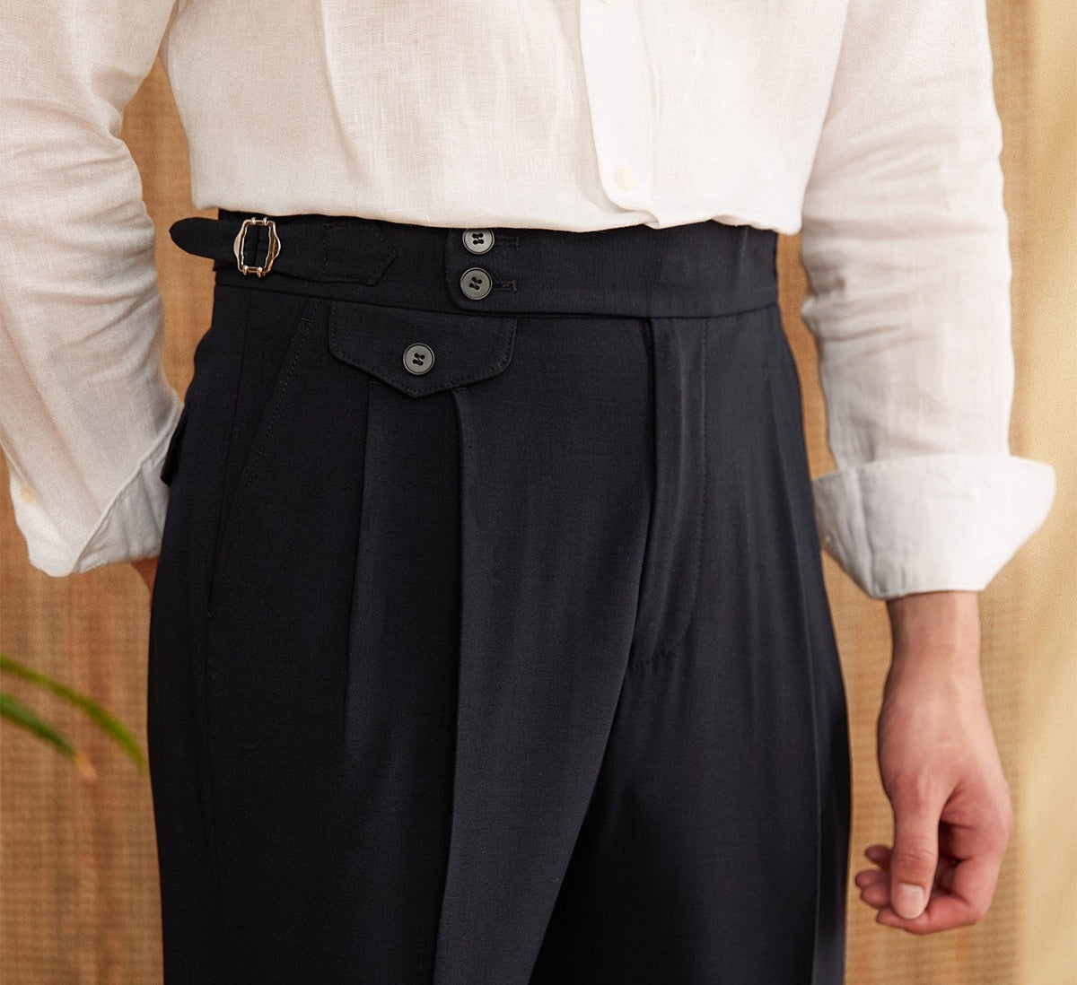 Catanzaro High Waisted Straight Fit Trousers