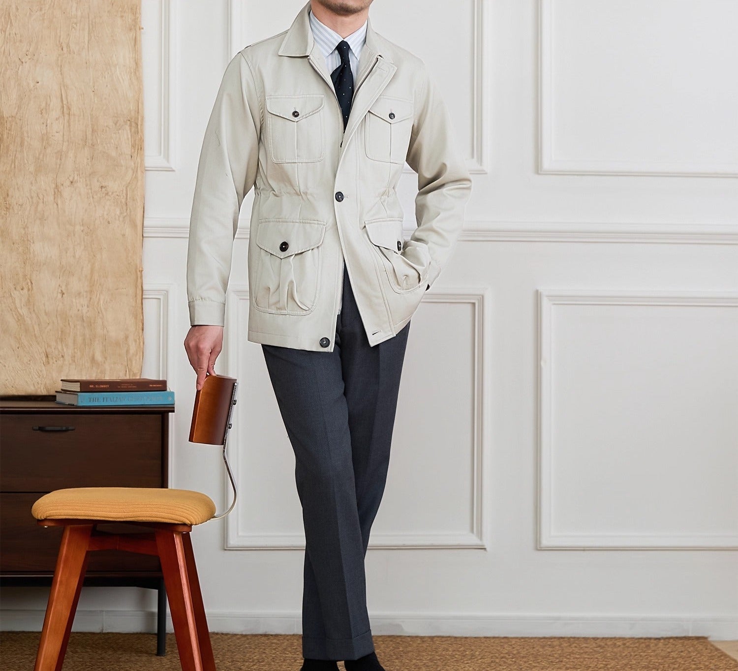 Milan Cotton Blend Zipped Suit Jacket