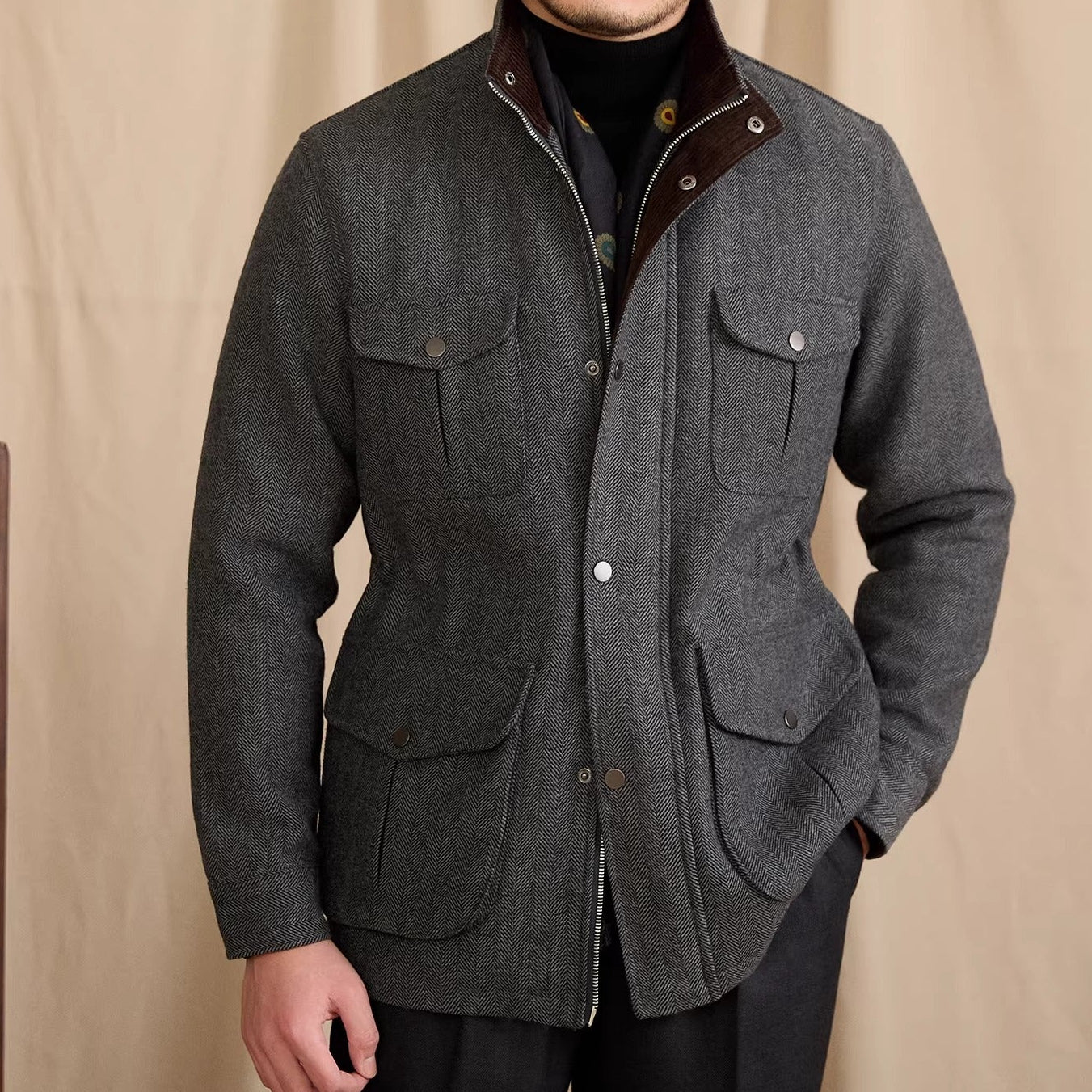 Motcomb Street Herringbone Padded Wool Blend Jacket