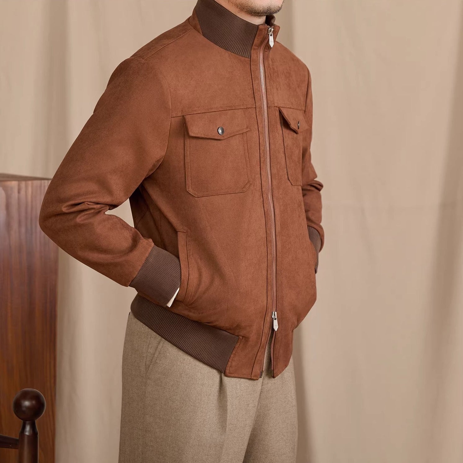 Paris Faux Suede Contrast Jacket