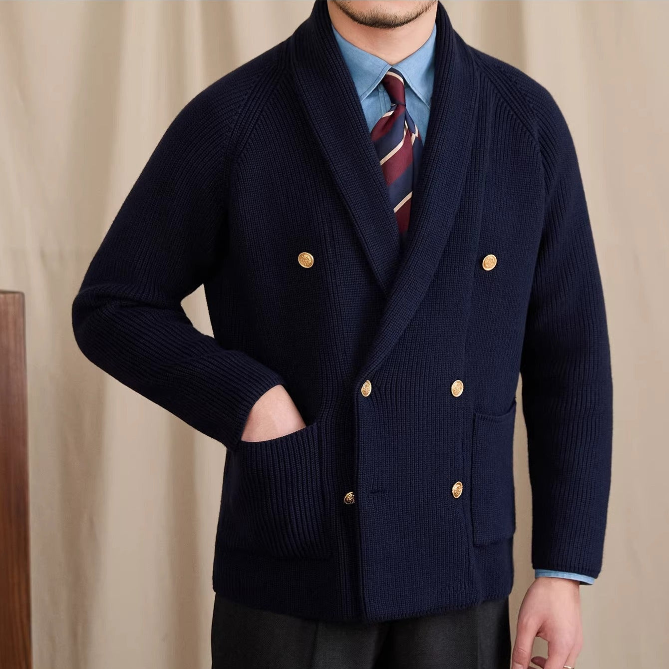 Salvatore Ribbed Double Breasted Cardigan