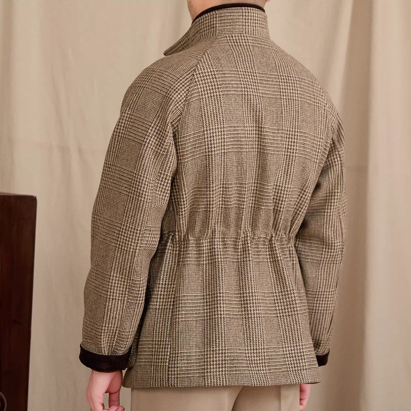 Enzo Prince Of Wales Padded Wool Blend Jacket