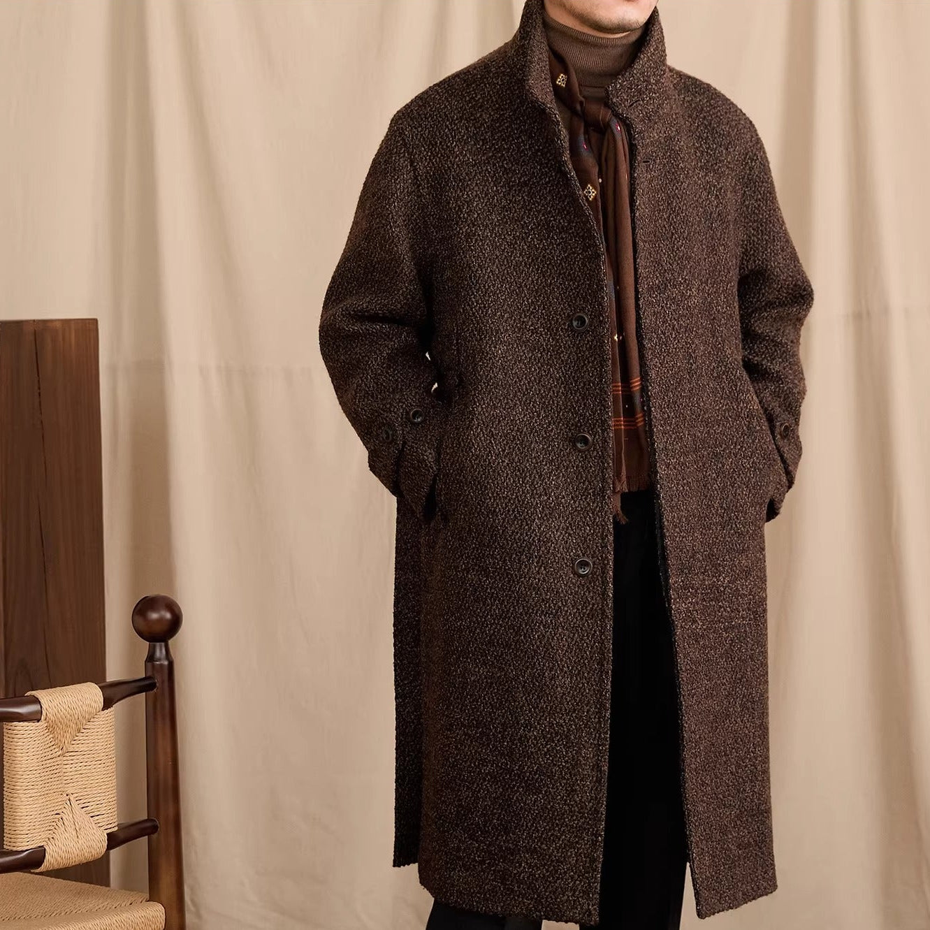 Milan Wool Blend Textured Overcoat