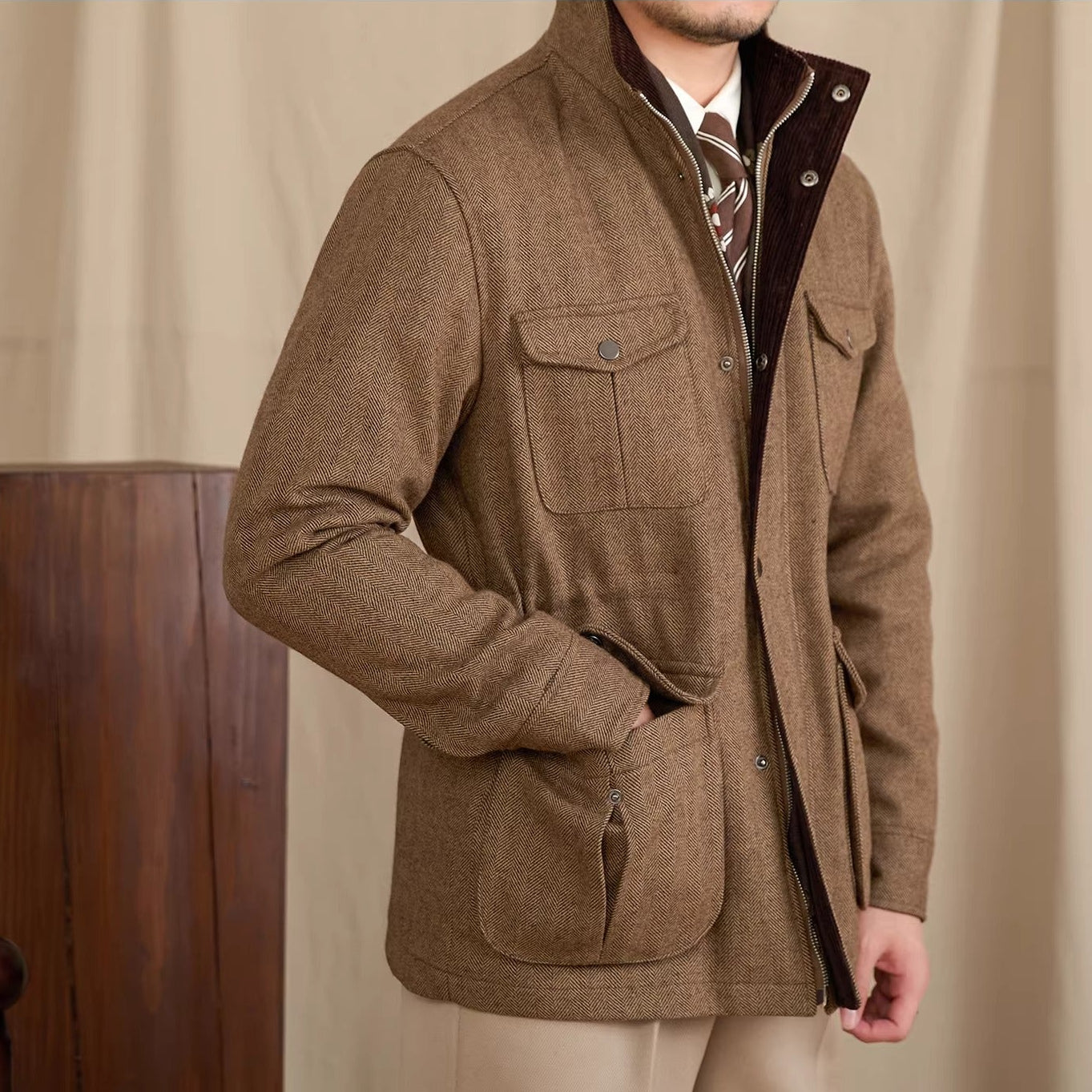 Motcomb Street Herringbone Padded Wool Blend Jacket