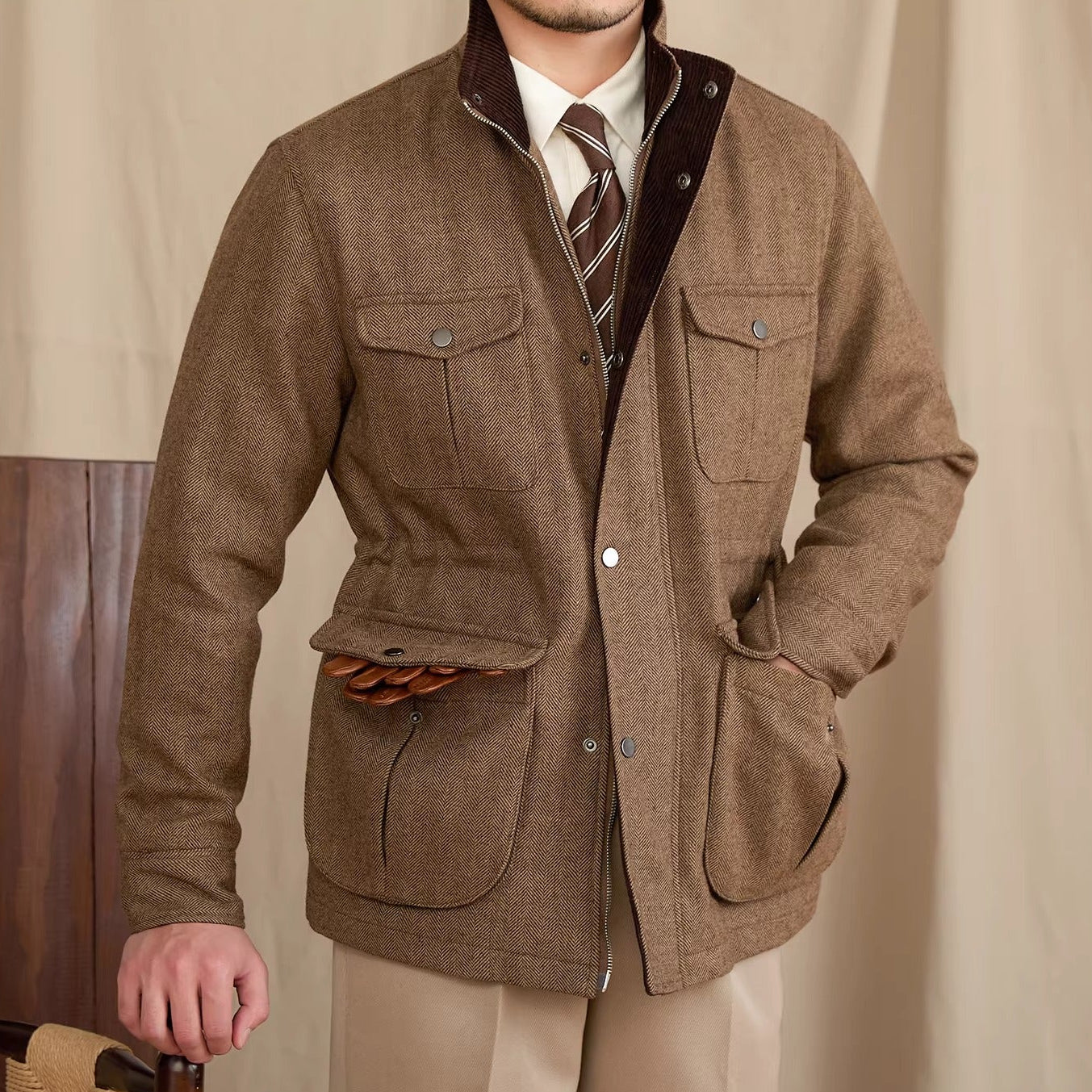 Motcomb Street Herringbone Padded Wool Blend Jacket