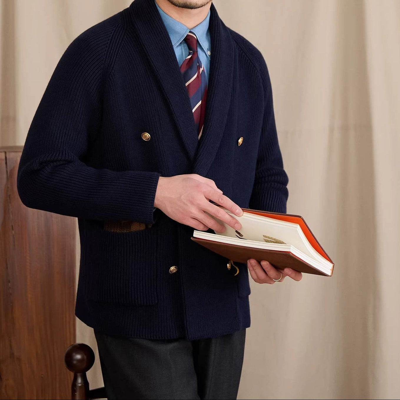 Salvatore Ribbed Double Breasted Cardigan