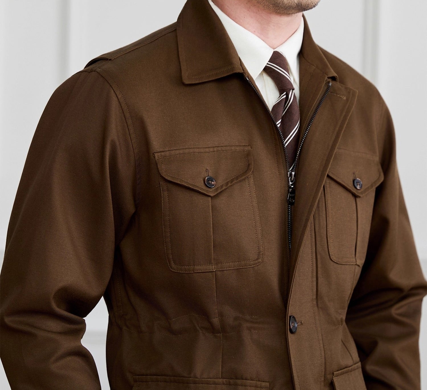 Milan Cotton Blend Zipped Suit Jacket