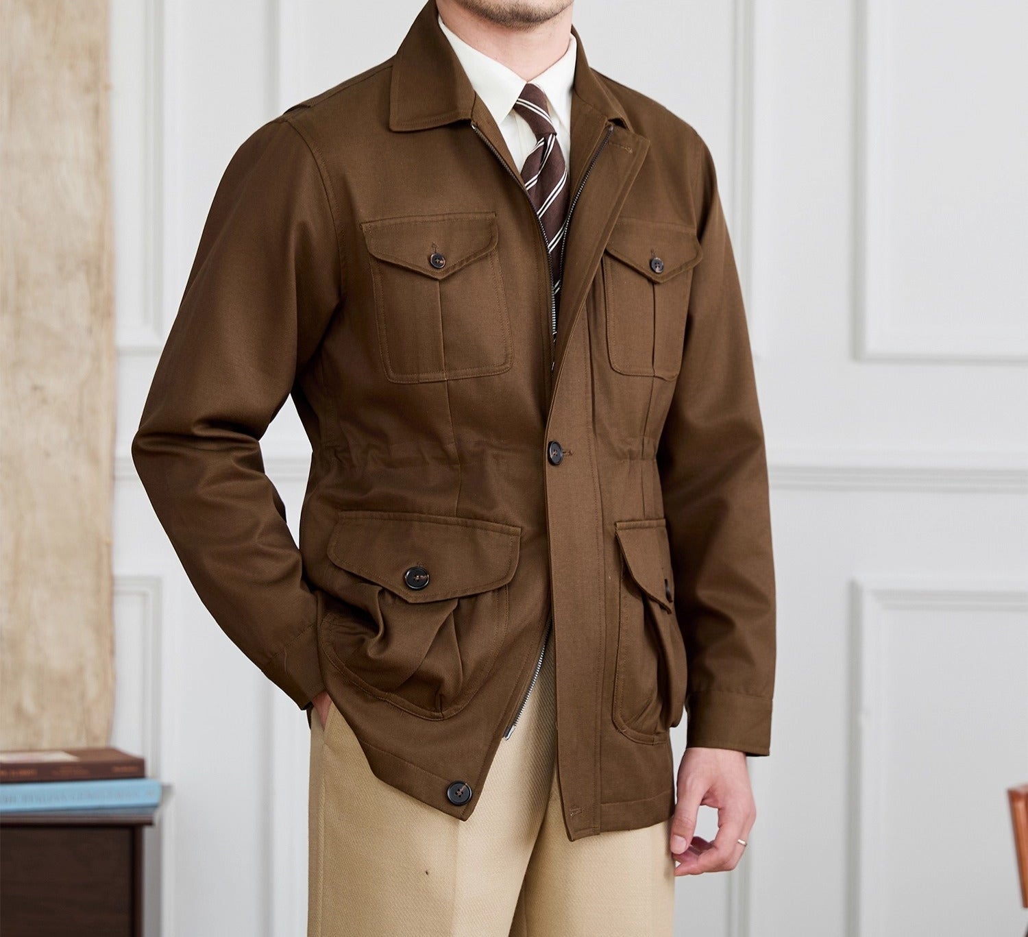 Milan Cotton Blend Zipped Suit Jacket