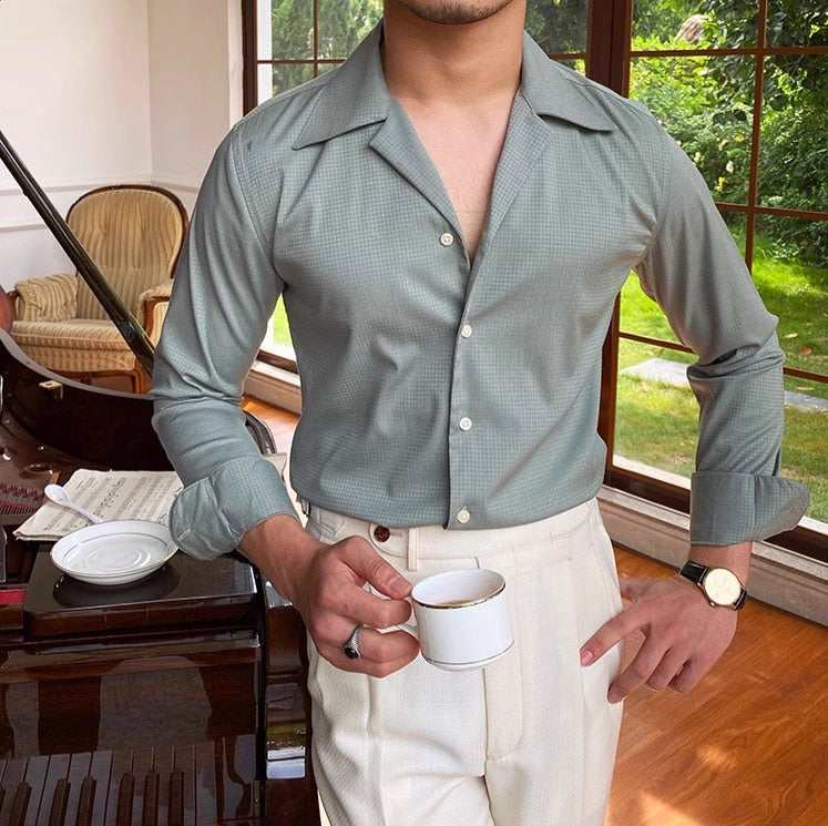 Camicia in bambù con collo alla cubana Saint Jean