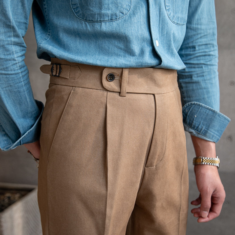 Cotton Twill Riviera Straight Fit Trousers