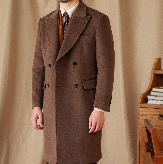 Oxford Brushed Wool Blend Double Breasted Coat