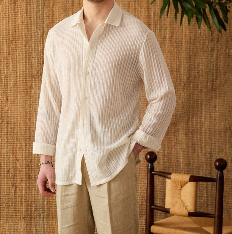 Bodrum Cotton Ribbed Long Sleeve Shirt