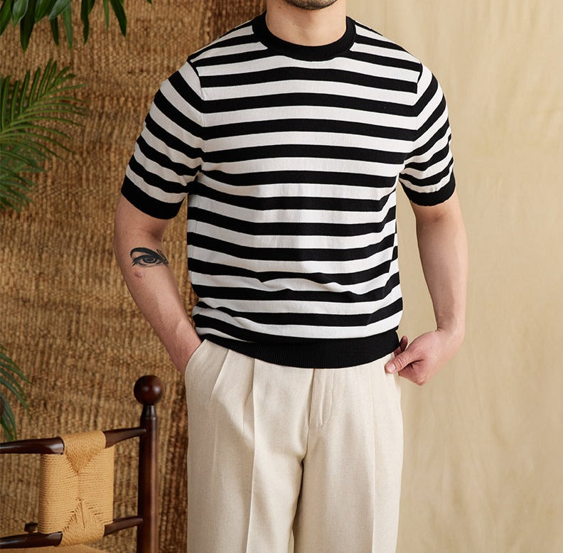 Venezia Striped Cotton Blend Knit T-Shirt