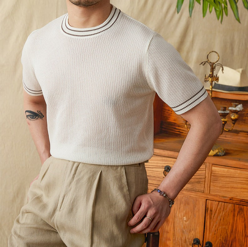 Alonso Crochet Knit Short Sleeve T-Shirt