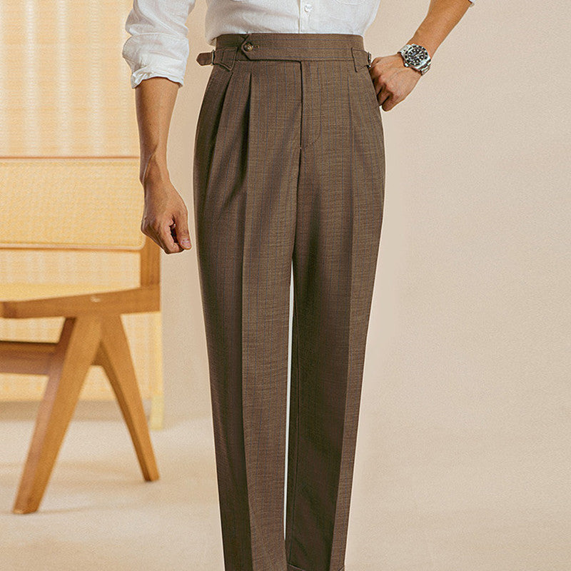 Limited Edition Cassis Pinstripe Pleated Trousers