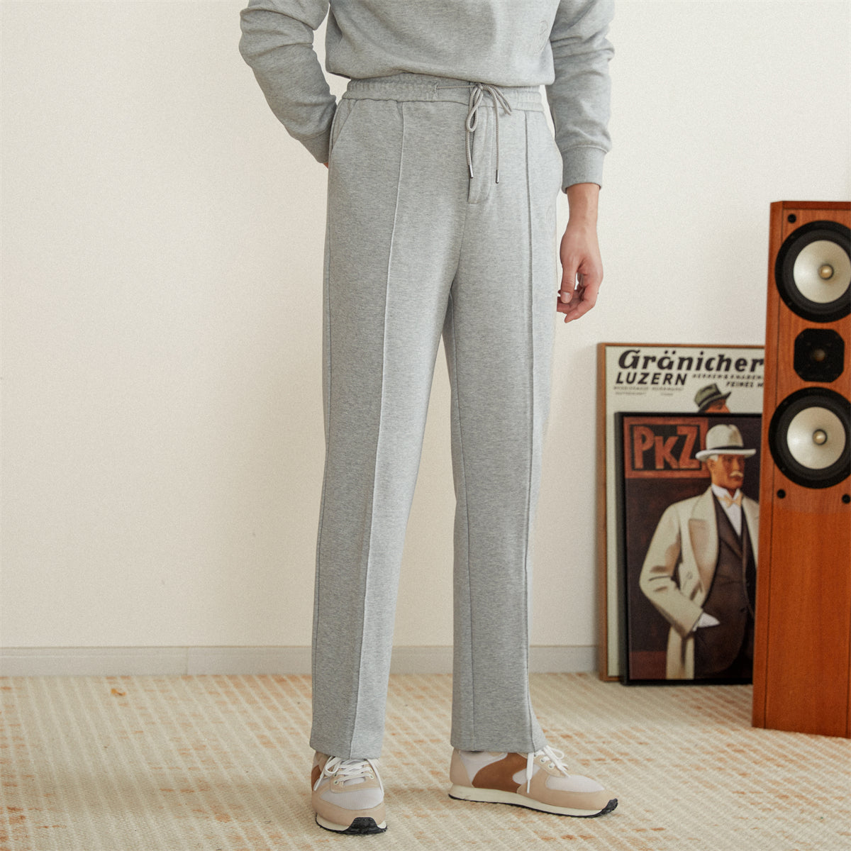 Men's Stretch Cotton Pleated Pants Ecru