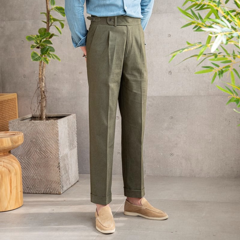 Cotton Twill Riviera Straight Fit Trousers