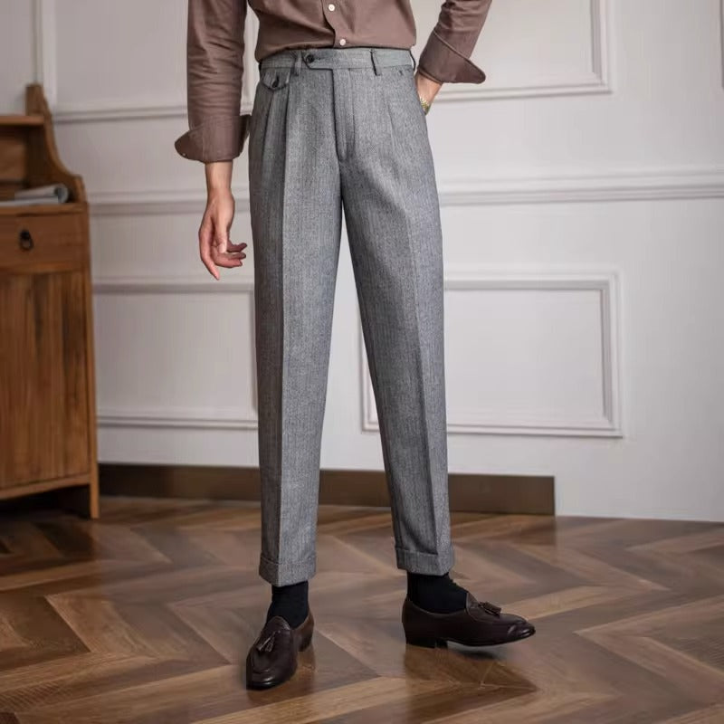 Winchester Herringbone Wool Blend Suit Trousers