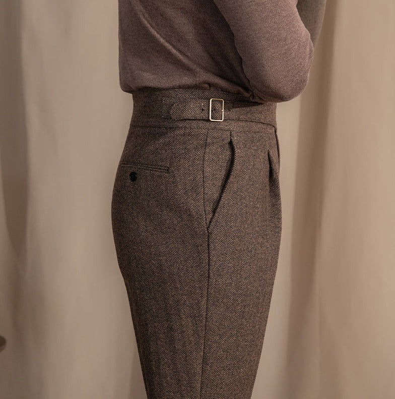 Modena Wool Blend Gurkha Pleated Trousers