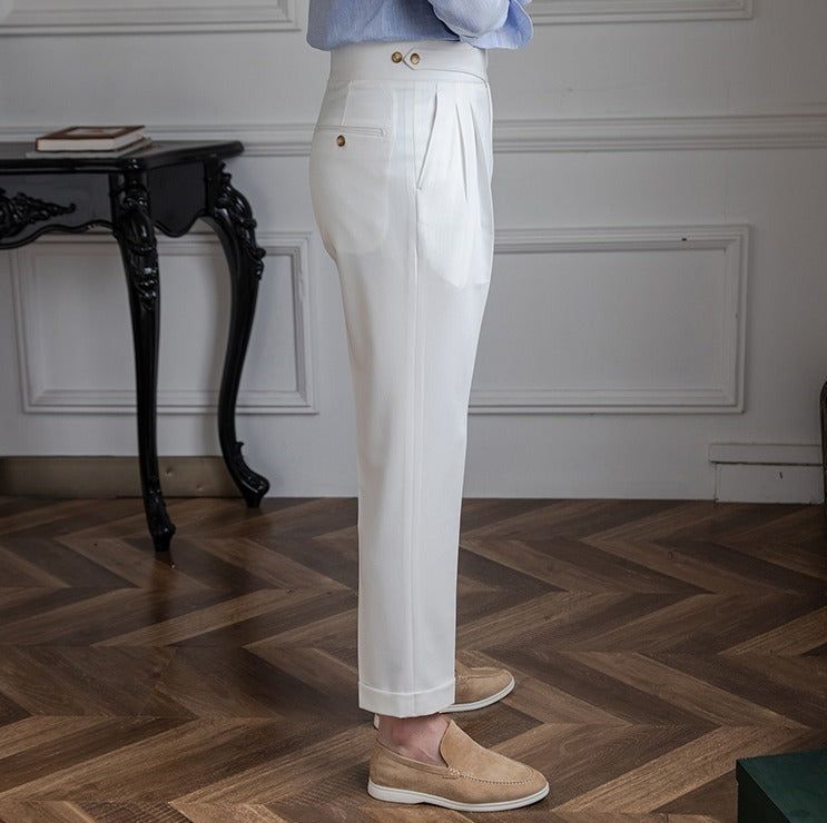 Moneglia Straight Fit Pleated Trousers