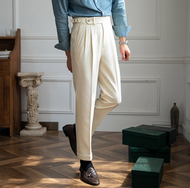 Double-pleated trousers in woolen cloth Navy Blue L'Exception Paris |  L'Exception