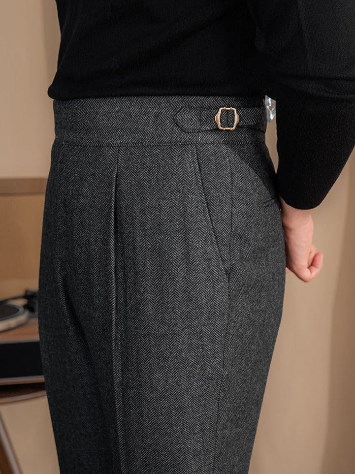 Modena Wool Blend Gurkha Pleated Trousers