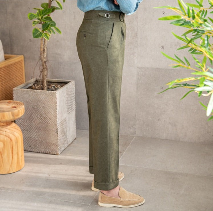 Cotton Twill Riviera Straight Fit Trousers