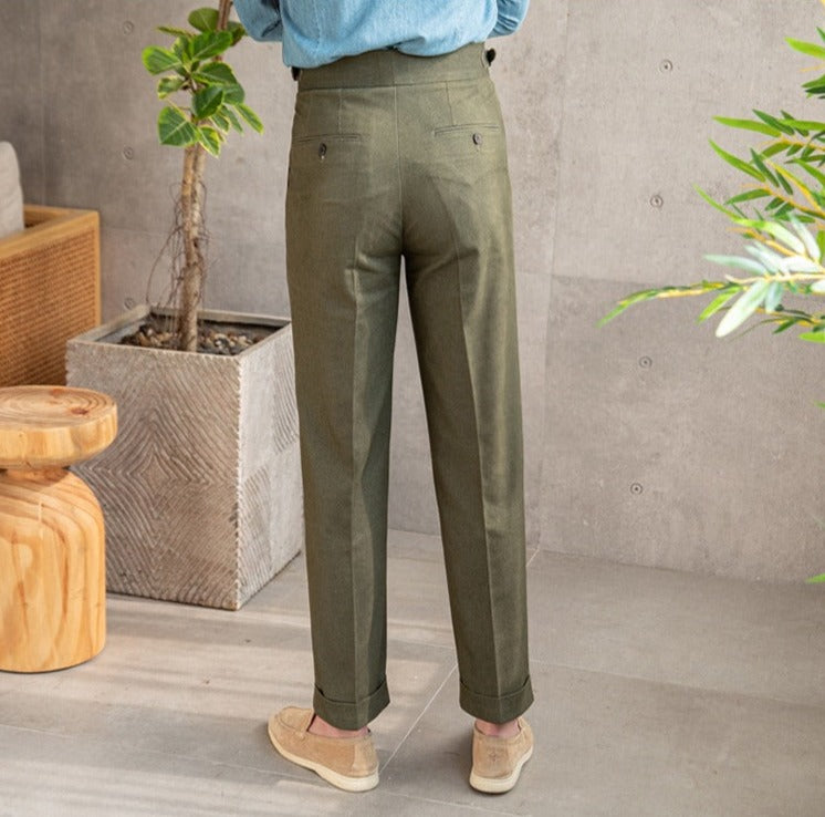 Cotton Twill Riviera Straight Fit Trousers