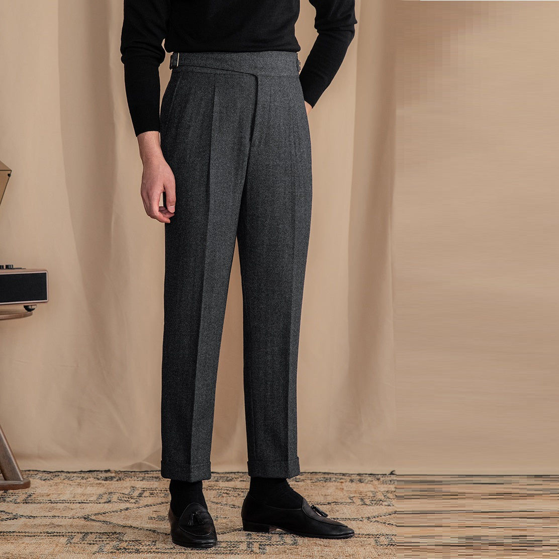 Modena Wool Blend Gurkha Pleated Trousers