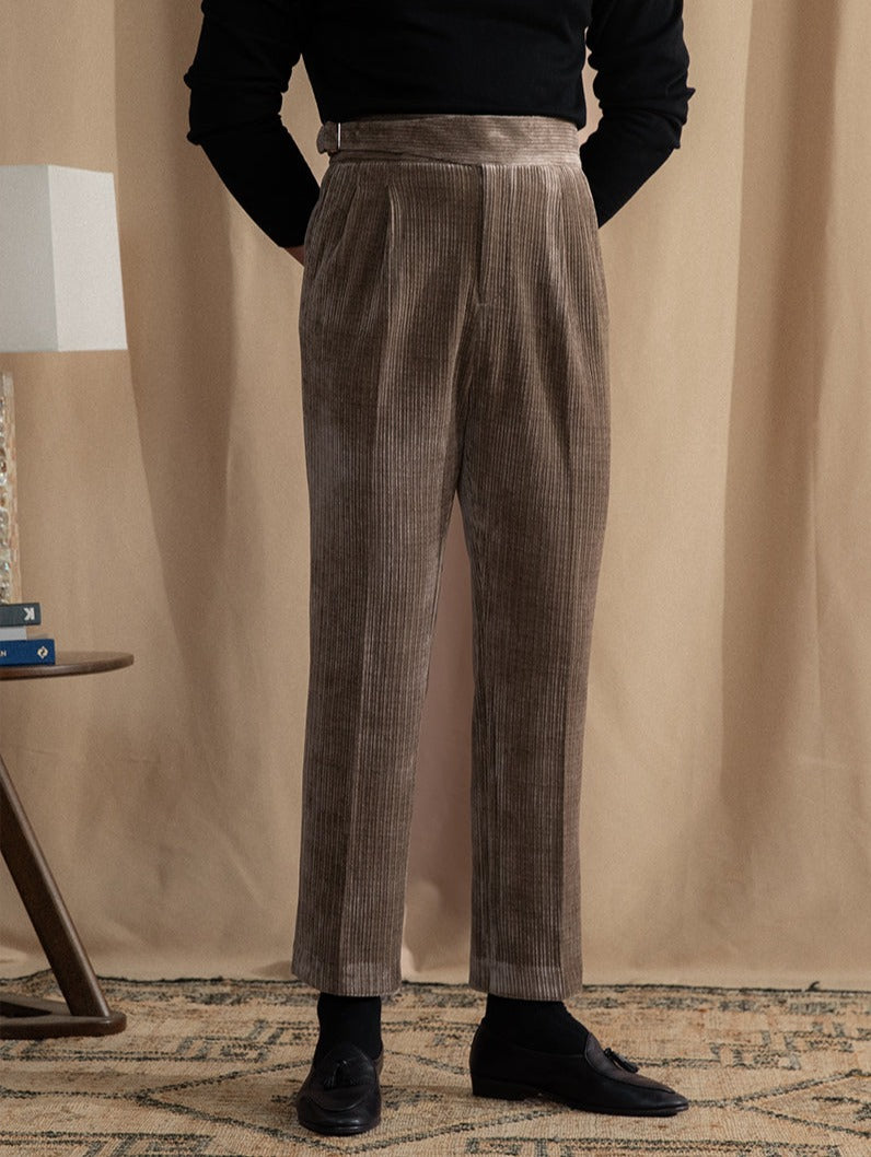 Catania Chenille Ribbed Double Pleated Gurkha Trousers