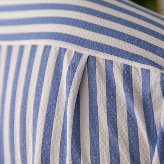 Slim Fit Seersucker Striped Beach Shirt