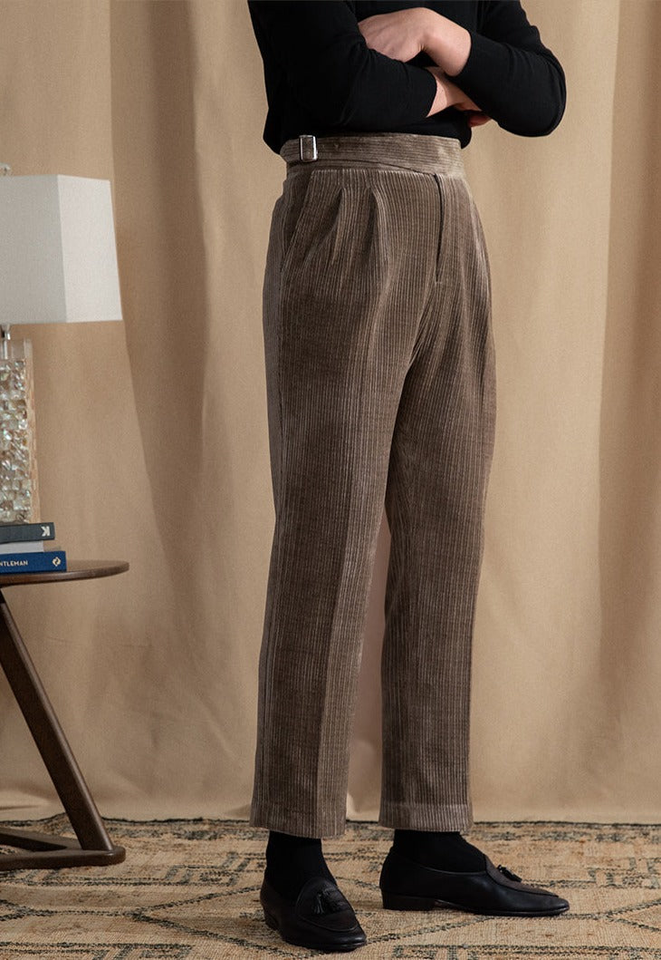 Catania Chenille Ribbed Double Pleated Gurkha Trousers