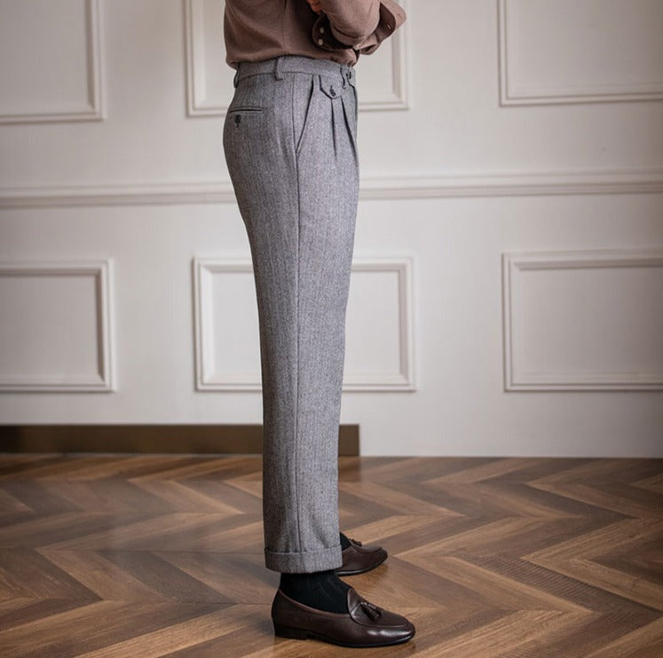 Winchester Herringbone Wool Blend Suit Trousers