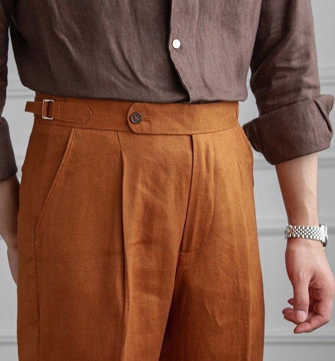Rubinacci Manny Tapered Pleated Linen Trousers, $239 | MR PORTER | Lookastic