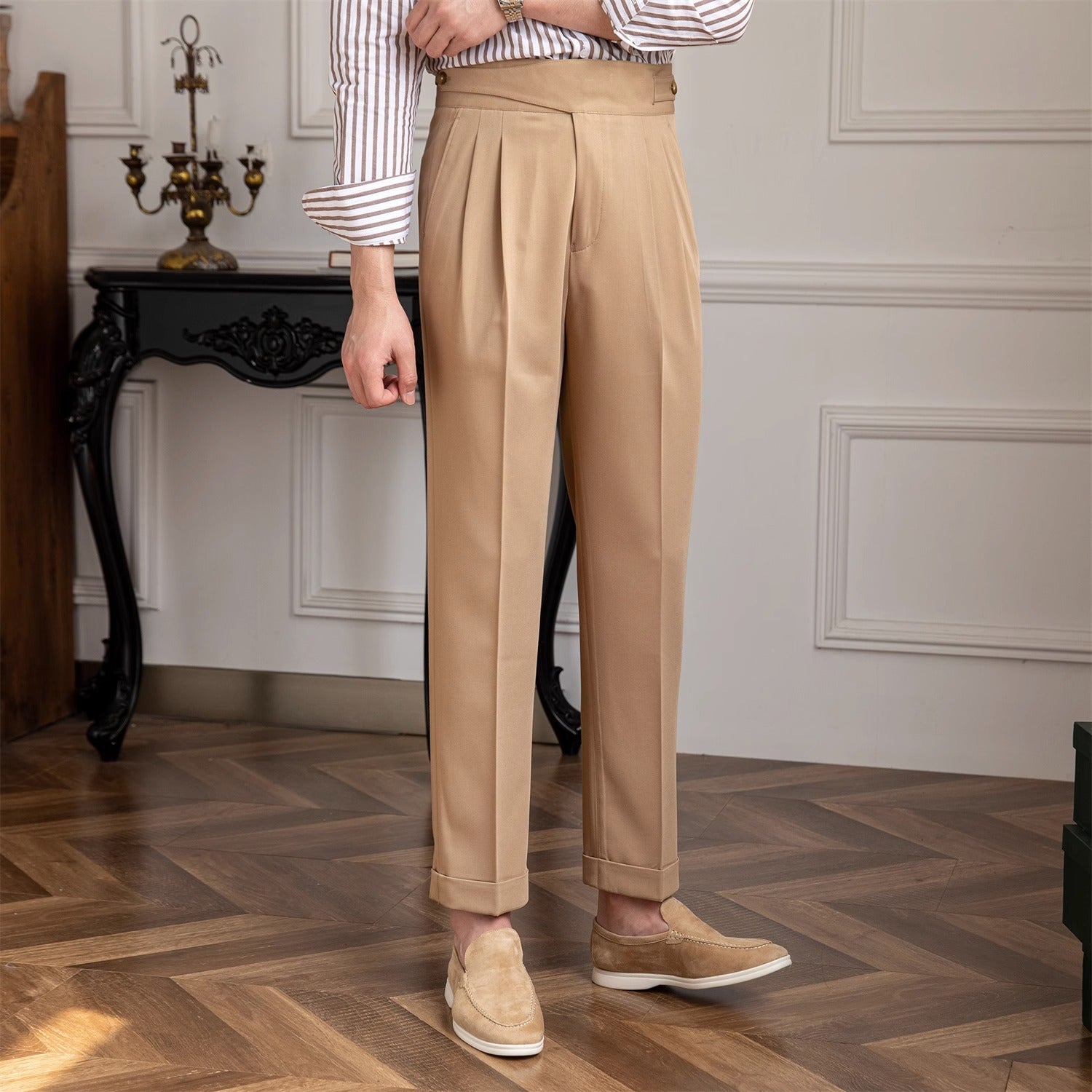 Moneglia Straight Fit Pleated Trousers