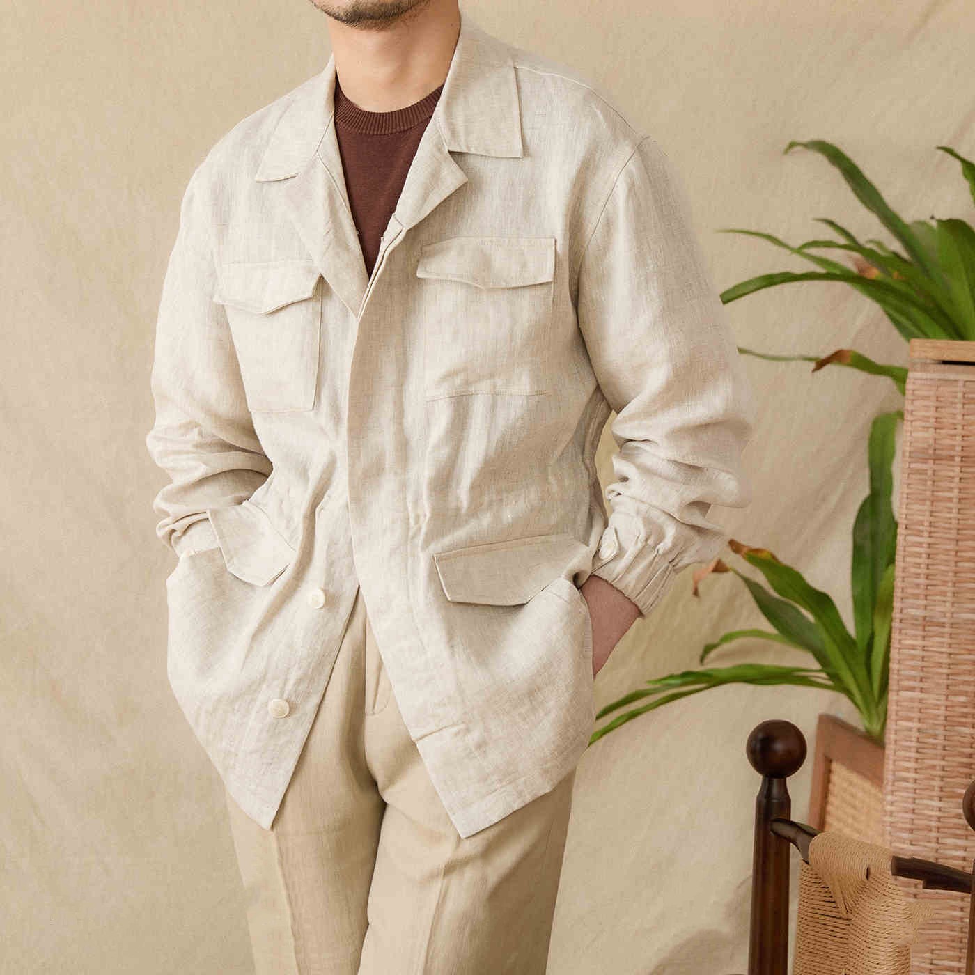 Como Linen Suit Collar Overshirt
