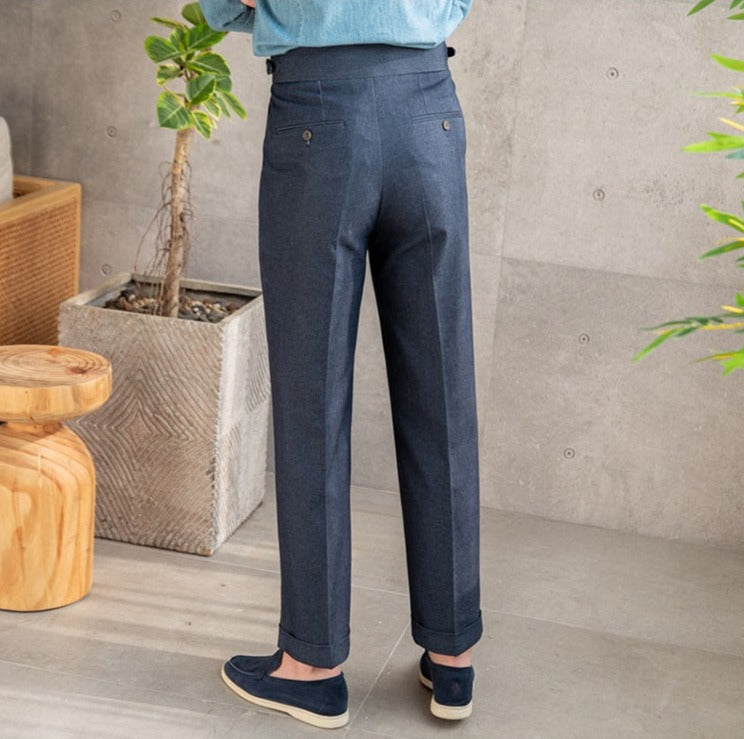 Cotton Twill Riviera Straight Fit Trousers