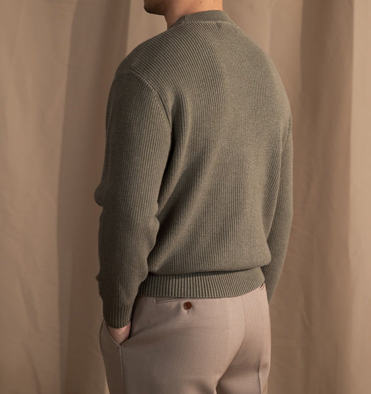 Casuale Ribbed Knit Wool Blend Sweater