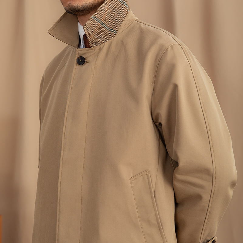 London Stand Collar Cotton Blend Trench Coat